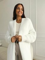 Großhandel Anti-Pilling Fancy Günstige Lose Übergroße Weiße Weiche Pelz-Damen-Strickjacke aus Kunstnerz-Polyester-Material