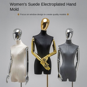 Espositore in Plastica per Modelli, Manichino a Mezzo Busto o Intero per Abbigliamento Femminile, Mano Nera Placcata, Accessori per Esposizione - Product Image 1