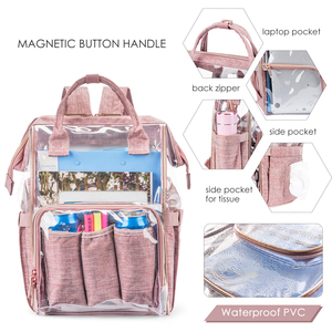 BSCI tùy chỉnh công suất lớn Đại Học nơi làm việc rõ ràng Ba lô nhiệm vụ nặng nề PVC trong suốt Ba lô - Product Image 3