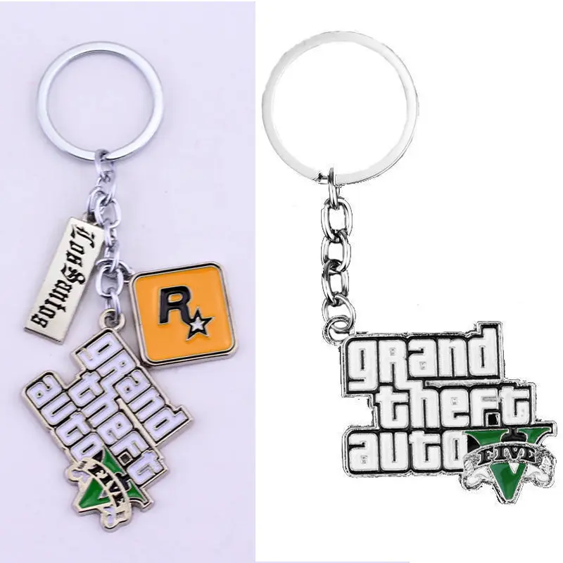 Porte-clés de jeu de dessin animé Rockstar, Grand vol Auto V 3 en 1, porte-clés cadeau, nouvelle collection 2023