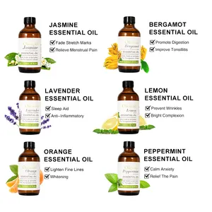 Huile essentielle de lavande Pure biologique (nouveauté), huile essentielle aromatique d'arbre à thé au gingembre, menthe poivrée, romarin et Rose