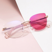Nouvelles lunettes de soleil photochromiques sans monture œil-de-chat élégantes pour femmes, look audacieux et tendance, verres épais, protection UV400, parfaites pour