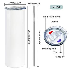 Warehouse Sublimation Blank Tumbler Double Wall 20oz 20 oz Skinny Metal Straight Sublimation Tumbler Mugs for Party - Product Image 2