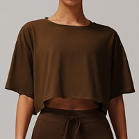 2025 vente chaude 5 couleurs athlétique à manches courtes haut confortable col rond court T-shirt Fitness course Yoga porter