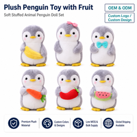 Ensemble de peluches pingouins six styles : banane, carotte, pastèque, nœud papillon – Poupées en peluche personnalisables OEM ODM en gros