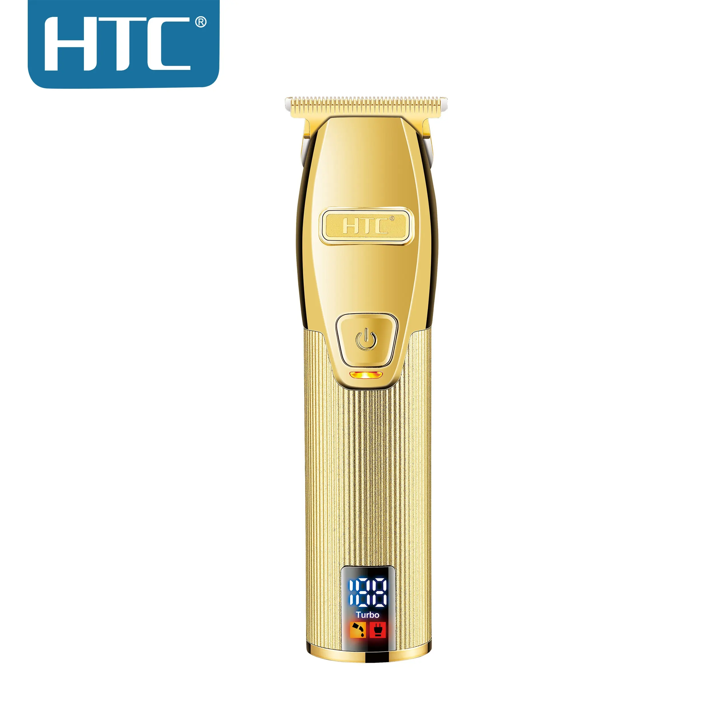 HTC AT-566 Máquina de cortar cabelo totalmente em metal para homens sem fio T-Blade Aparador de cabelo Barbeiro