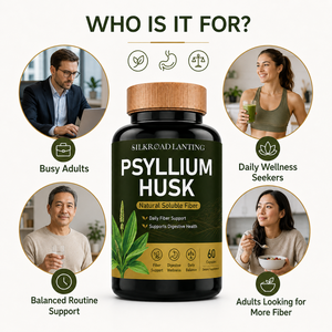 Capsules de soutien quotidien en fibres, écorce de psyllium, fibres naturelles solubles, confort digestif, complément alimentaire pour adultes, 60 unités - Product Image 2