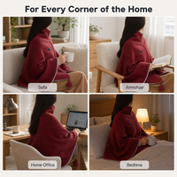 Couverture électrique portable en gros, à enfiler sur les vêtements de tous les jours, en tricot côtelé et polaire douce, idéale pour la lecture à la maison