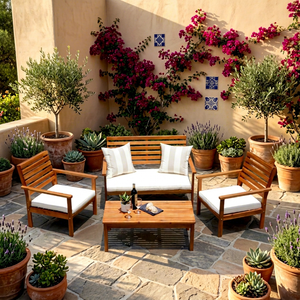 THINH PHU OLIVER Ensemble de canapés fonctionnels en bois d'acacia - Mobilier d'extérieur contemporain pour jardin et salon - Emballage personnalisé - Product Image 1