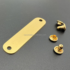 Plaque d'identification en laiton massif avec deux trous et rivets de fixation assortis - Product Image 2