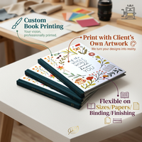 Impression de livres personnalisés de qualité supérieure, designs sur mesure, reliure cousue, couverture en carton, accessoires, impression de carnets, agendas et journaux