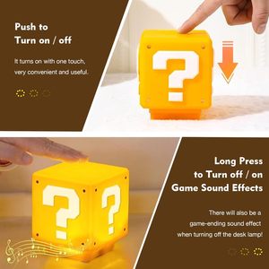 Lámpara de Noche con Forma de Bloque de Punto de Interrogación, Lámpara de Mesa Cuadrada con Altavoz, Lámpara 3D de Mario, Lámpara de Noche Recargable por USB de Mario - Product Image 4