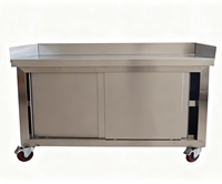 Table de travail en acier inoxydable pour hôtel et restaurant avec armoire de rangement pour cuisine commerciale