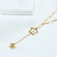 Collier en acier inoxydable pour femmes, chaîne de col en forme d'étoile, bijoux en acier inoxydable, charme
