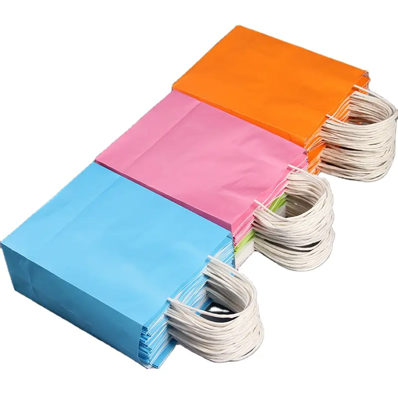 कस्टम लोगो मुद्रित कागज शॉपिंग बैग छोटे रस्सी संभाल के साथ क्राफ्ट पेपर बैग