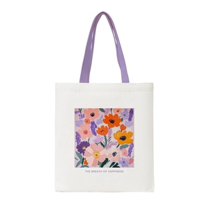 Bolso de lona de algodón personalizado bolso de hombro informal a la moda girasol puesta de sol patrón lona Doorgift bolsa para publicidad promoción bolsa - Product Image 3