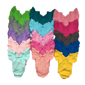 Combinaison d'été en coton pour bébé, 40 couleurs, avec manches volantées, justaucorps, barboteuse à nœud au dos pour petites filles, vêtements pour enfants 2021 - Product Image 1