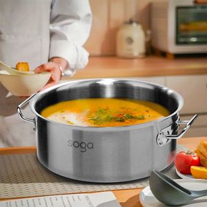 Marmite en acier inoxydable épais DB 14L de qualité supérieure 18/10 avec couvercle en verre et cuisinière à induction à double poignée compatible - Product Image 3