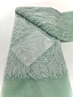 Tissu en dentelle à broderie de perles et de maille colorée, idéal pour les robes de mariée – Nouvelle collection en promotion