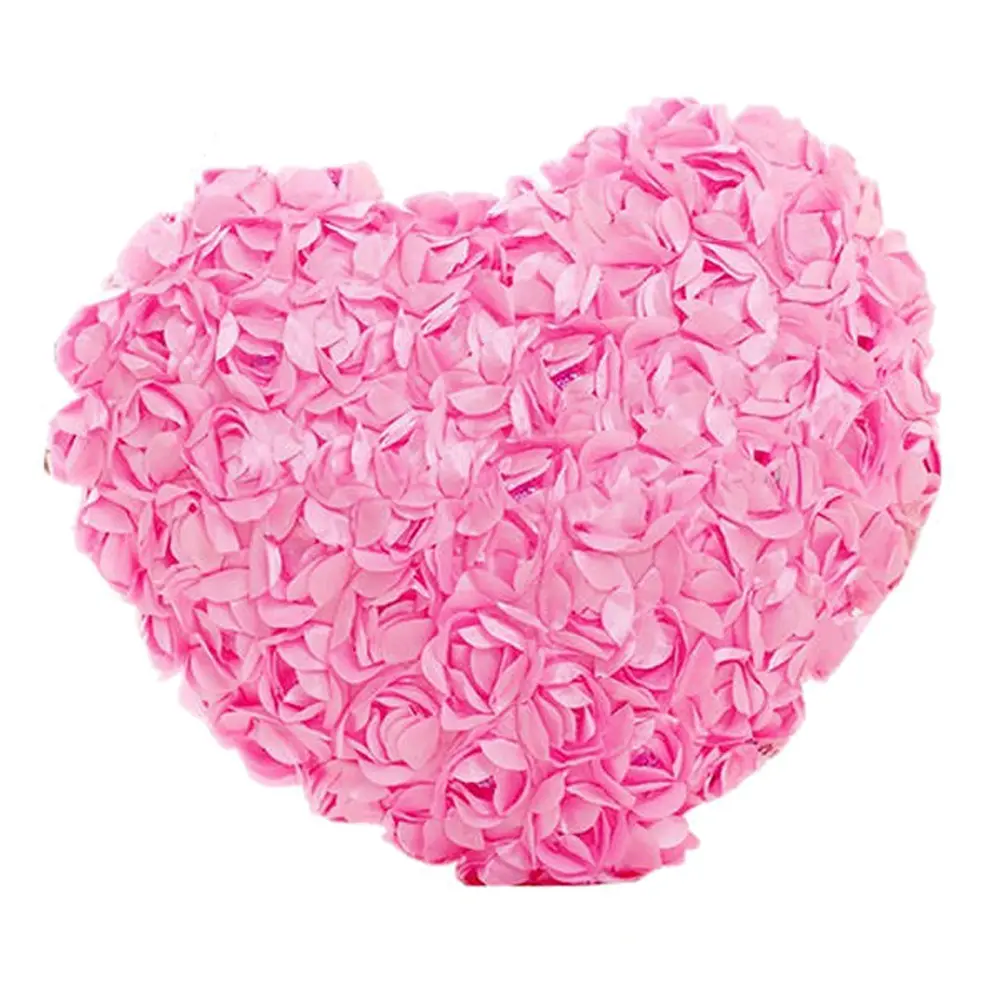 custom pink plush red heart pillow flower cushion soft stuffed 3D rose pillow