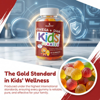 Complément Alimentaire AegleWell Omega + DHA en Gummies pour Enfants, Marque Blanche, 60 Unités, Soutien Cérébral et Cardiaque pour Enfants