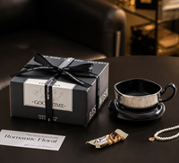 Tasse à café vintage, sensation haut de gamme, ensemble tasse et soucoupe en céramique transformée au four, style niche