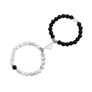 Bracelet d'amitié en alliage de zinc multicolore à perles, style décontracté/sportif, pour yoga, avec aimant pour les amoureux, pour femmes, pour les fêtes, 19,5 cm, Fashion Jiuzun, lot de 2 - Product Image 6
