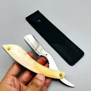 Animal Bone Handle <b>Straight</b> Razor Stainless Steel Blade Single Blade Barber Shop Use for Face Shaving Buffalo Bone Handle - Product Image 1