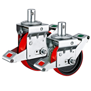 6 "8" Euro Typ Hochleistungs-Vollgerüst-Lenk rollen PU-Räder Verstellbares Wagenheber-Rollen rad aus Stahl - Product Image 5