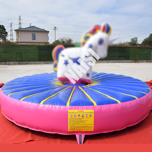 Popular parque infantil al aire libre desafío interactivo tirar montar personalizar comercial inflable rebote unicornio caballo Toro <span class=keywords><strong>juegos</strong></span> - Product Image 2