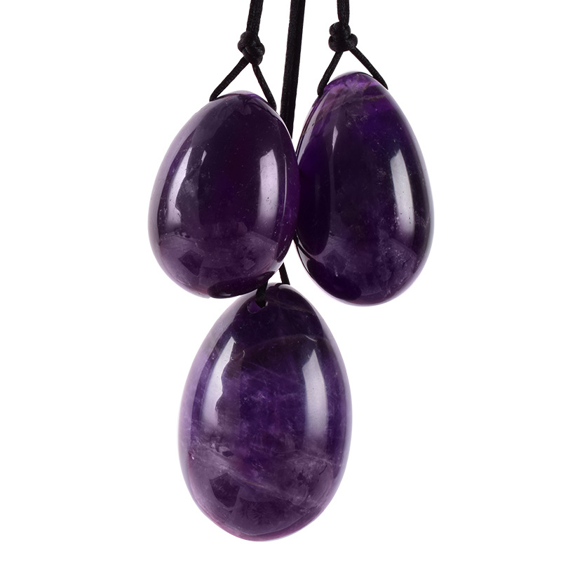 Crystal Healing Stone Purple Amethyst Crystal Dildo Echt Glas Yoni Eieren Voor Vaginale Oefening Geboord Jade Yoni Eieren