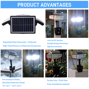 ไฟโซลาร์เซลล์ Solarup แบบหนีบสามหัว พร้อมเซ็นเซอร์ตรวจจับแสง ชาร์จด้วย USB ความสว่าง 1000 ลูเมน ใช้ได้ทั้งแนวนอนและแนวตั้ง เหมาะสำหรับสวน โรงรถ และการตั้งแคมป์ - Product Image 2