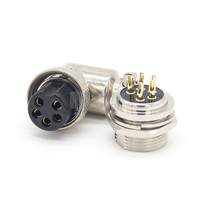 Connecteur d'aviation GX16 GX12 à 90 degrés, type standard, fiche métallique 5 broches avec prise de paroi à souder, une paire