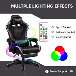 Chaise ergonomique de jeu d'ordinateur de massage pour adulte Chaise de jeu vidéo en PVC Dossier haut avec repose-pieds Appui-tête Soutien lombaire - Product Image 3