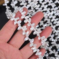 Perles baroques en forme de plume de 4 mm, à l'éclat frais, perles d'eau douce naturelles irrégulières, régénérées, sans noyau, à trois à sept trous