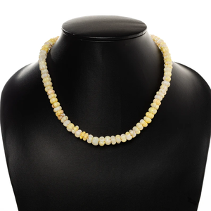 Collar de cuentas tallado de melón de ópalo amarillo de moda, joyería de piedras preciosas chapada en oro de Plata de Ley 925, Gargantilla hecha a mano, collar a granel - Product Image 5