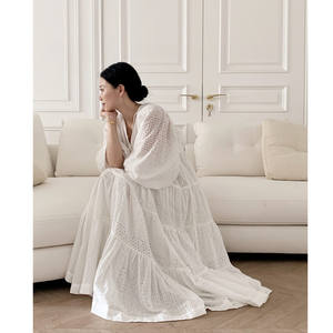 Abito in pizzo bianco per le vacanze dell'industria pesante per le donne nuovo stile <span class=keywords><strong>fata</strong></span> oversize protezione solare lungo fino al pavimento in Chiffon - Product Image 6