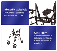 Déambulateur pliable à hauteur réglable avec siège, nouveau design de sangle pour la rééducation assistée et la marche debout