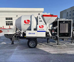 Mezclador de hormigón móvil con bomba de hormigón montada en remolque de motor diésel con bomba mezcladora de hormigón con bomba para construcción de viviendas - Product Image 1