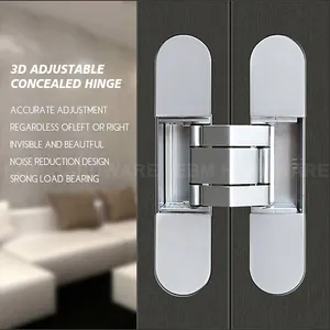 Dobradiças de madeira invisíveis de liga de zinco dobradiças de porta ajustáveis 3D dobradiças escondidas de 60KG