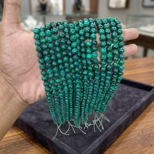 Perles rondes en malachite verte naturelle, pierres lisses pour la fabrication de bijoux, bracelets, colliers, accessoires de bricolage - Product Image 5