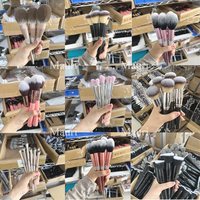Vente en gros de fabricants, 16 pièces de pinceaux synthétiques noirs de maquillage, ensemble de pinceaux de maquillage cosmétiques de marque privée