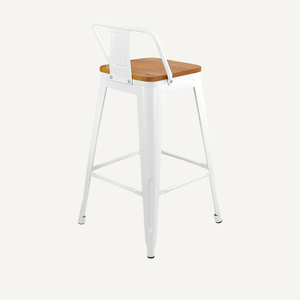 Silla <span class=keywords><strong>de</strong></span> <span class=keywords><strong>Bar</strong></span> <span class=keywords><strong>de</strong></span> Metal con Asiento <span class=keywords><strong>de</strong></span> Madera <span class=keywords><strong>de</strong></span> Diseño Simple, Venta al Por Mayor <span class=keywords><strong>de</strong></span> Fábrica, Clásica en Blanco y Negro, Altura 610MM - Product Image 3