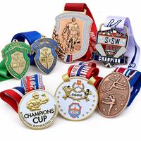 Médaille gravée personnalisée avec logo, récompense sportive personnalisée, certificat de vainqueur avec ruban, ensemble de 50 mm