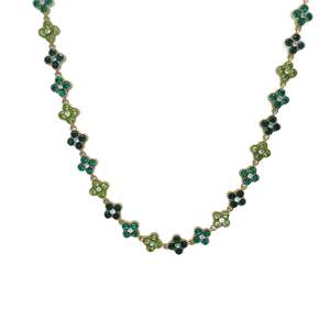 Crystal <b>Necklace</b> 316L Stainless Steel PVD Gold Plating Sustainable Resistant Flower Shape <b>Statement</b> <b>Necklace</b> Everyday Wear - Product Image 1