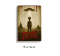 Tableau mural en toile style rétro « Desert Signal Landing Alien » pour salon