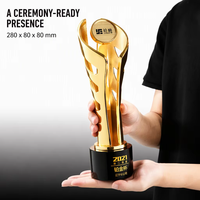 Trophée en métal en forme de flamme argentée, logo gravé au laser personnalisé, texte, récompense d'entreprise, reconnaissance professionnelle, souvenir, base noire