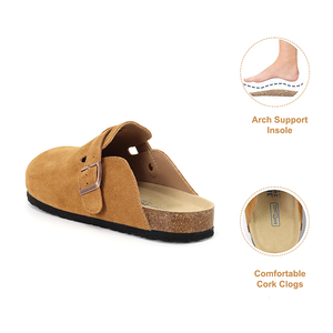 Sepatu Clogs Birken Mules Kulit Suede Sapi Mewah Unisex dengan Penyangga Lengkung Berhias Stud, Sol Gabus, dan Gesper yang Dapat Disesuaikan untuk Musim Dingin - Product Image 3