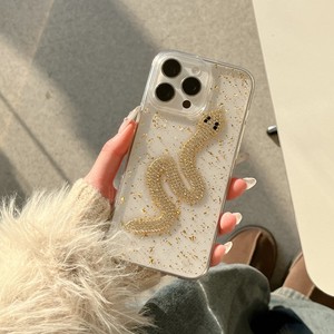 Custodia per telefono Bling Diamond 3D Gold Snake per <span class=keywords><strong>iPhone</strong></span> 16 15 14 13 12 <span class=keywords><strong>11</strong></span> Pro Max, con polvere glitter, antiurto, trasparente e morbida - Product Image 2