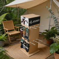 Présentoir en carton ondulé moderne à quatre faces pour magasin de détail, présentoir de vêtements et de chaussettes, présentoir de stand avec panneau perforé, personnalisable
